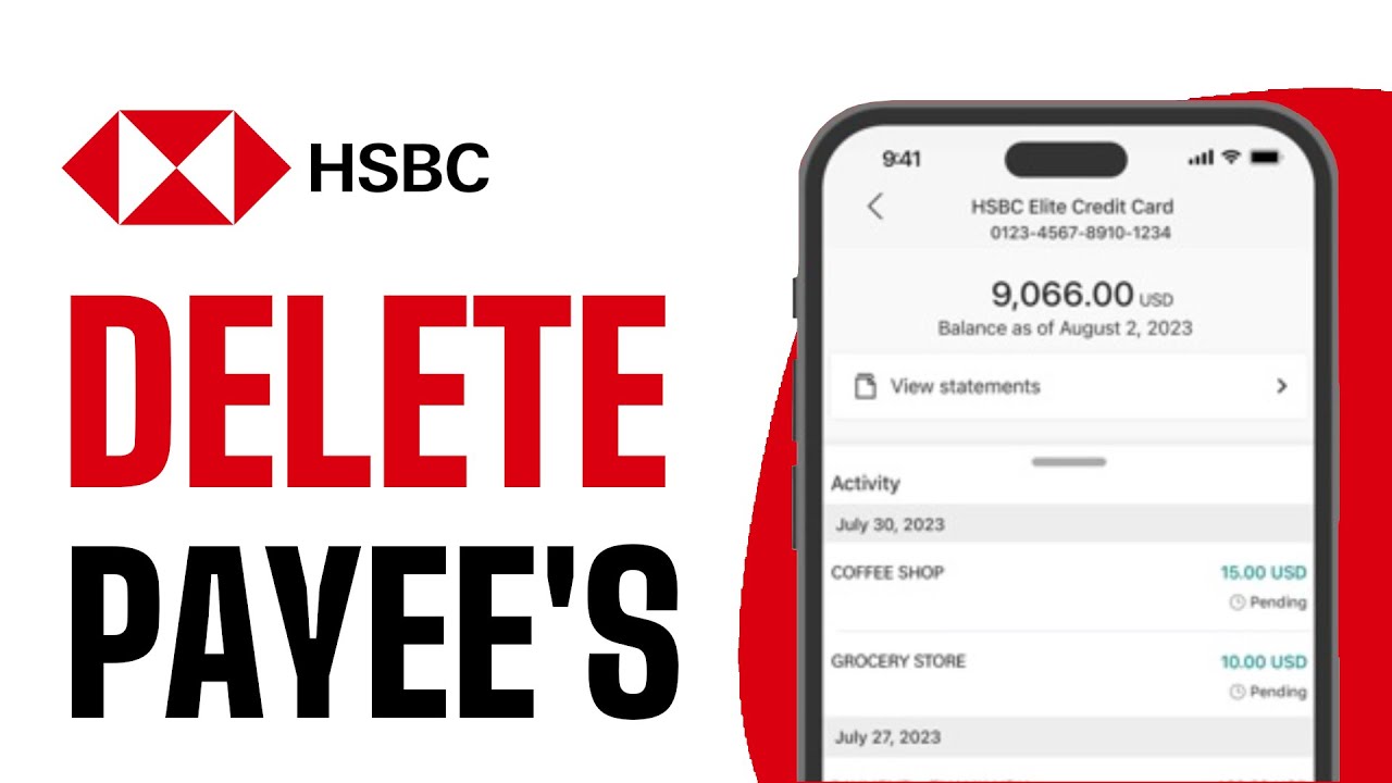 hsbc app delete payee