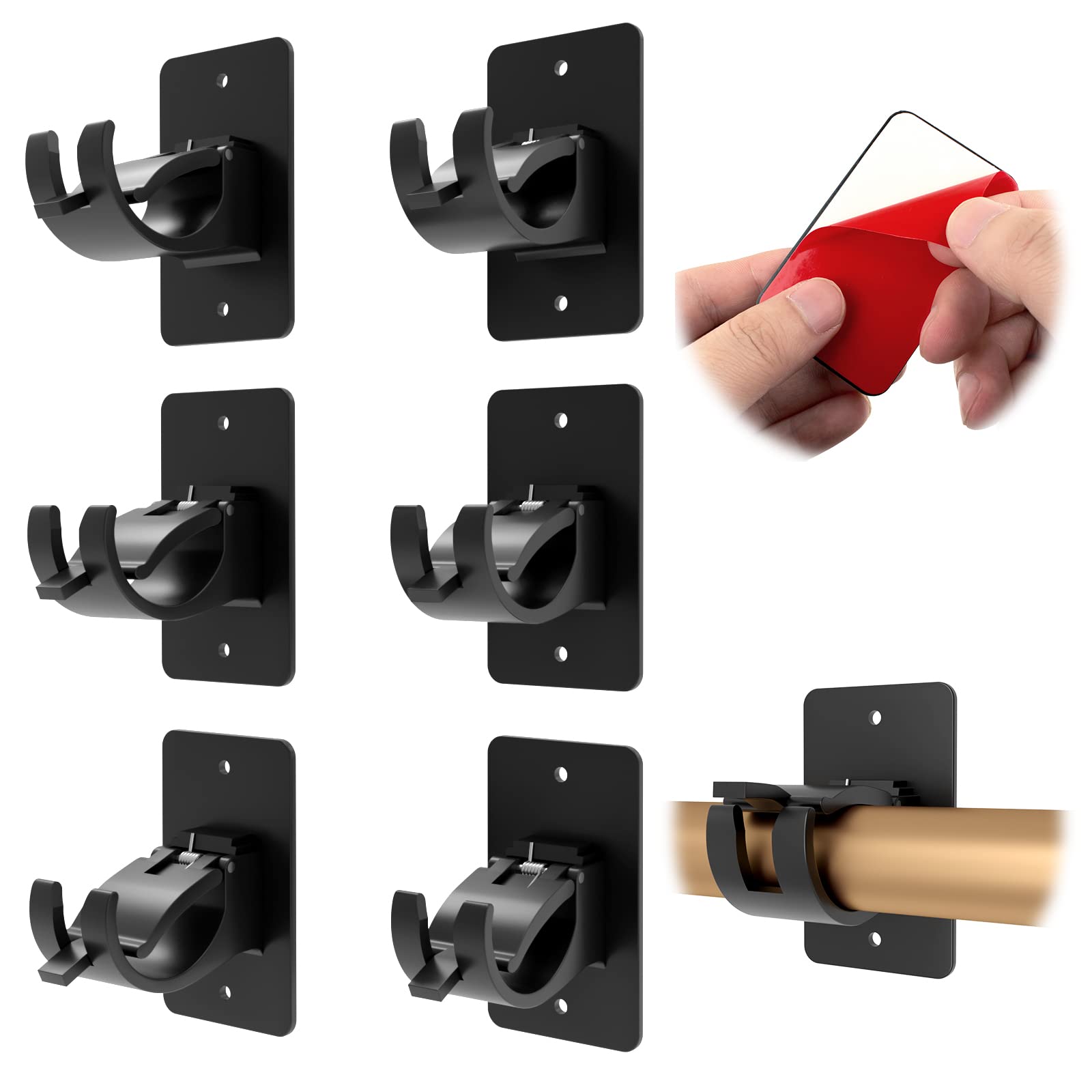 adhesive curtain rod holders