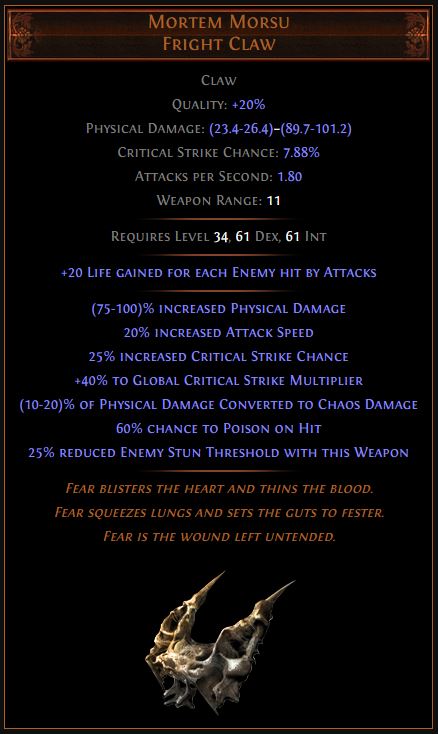 poe unique claw