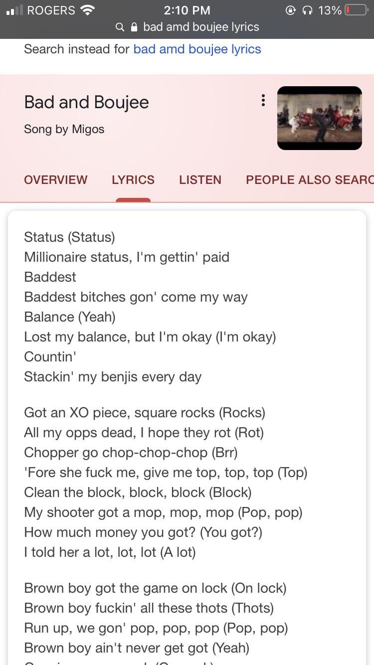 bad and boujee lyrics