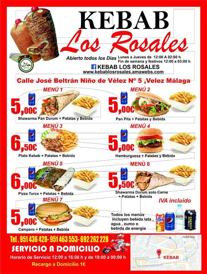 kebab los rosales. menú