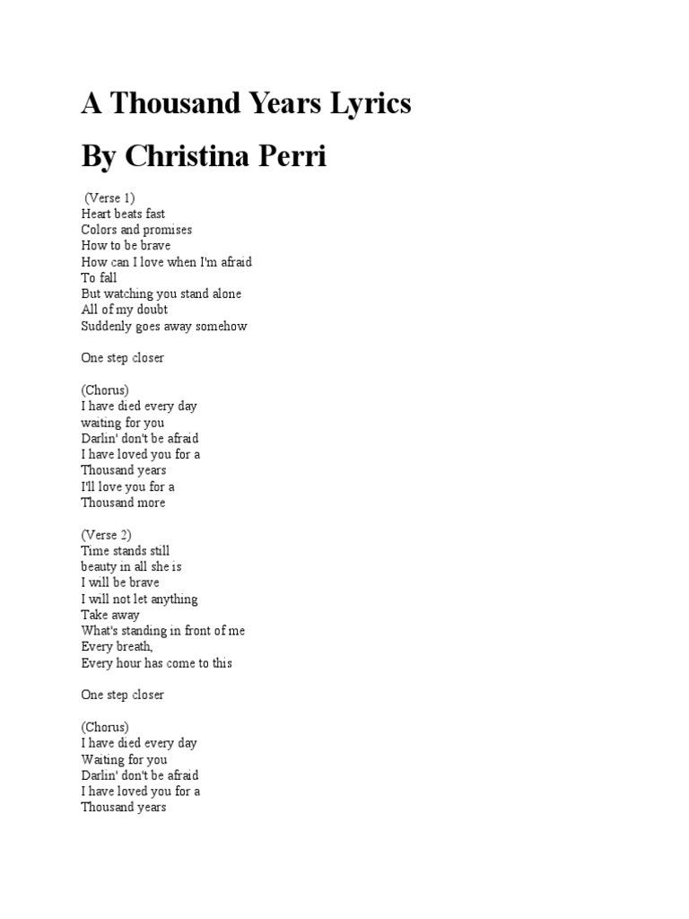 thousand years christina perri lyrics