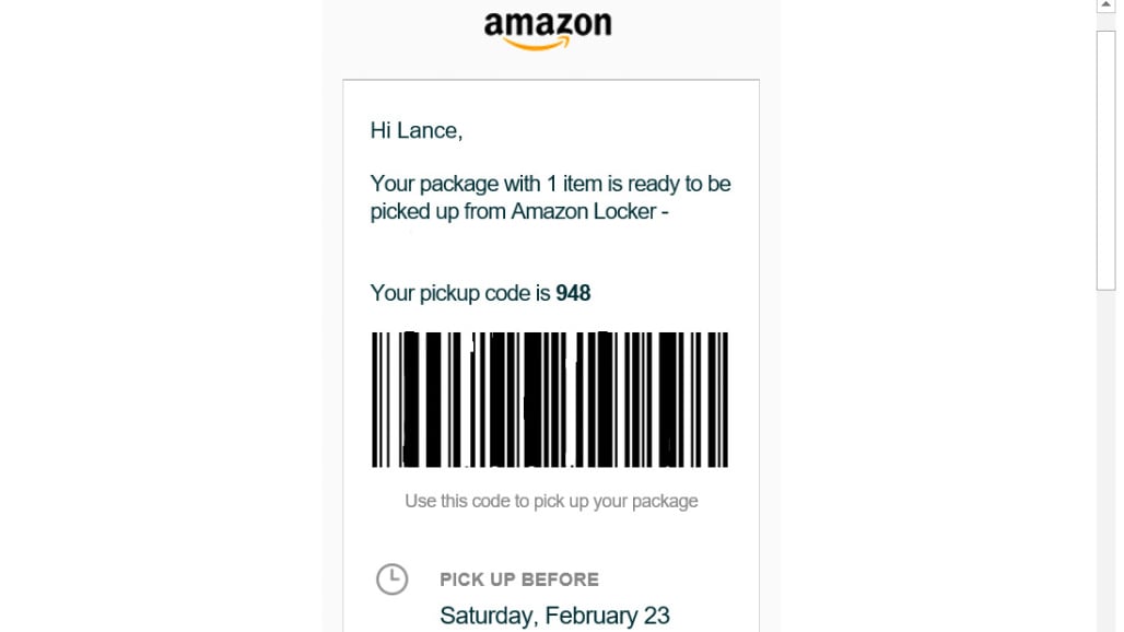 amazon pick up code