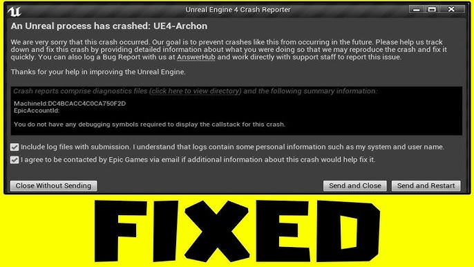 an unreal process has crashed ue4 jump force