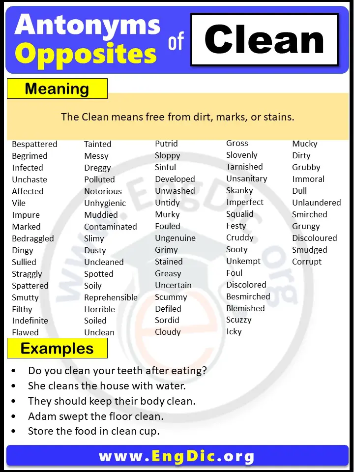 antonyms for clean