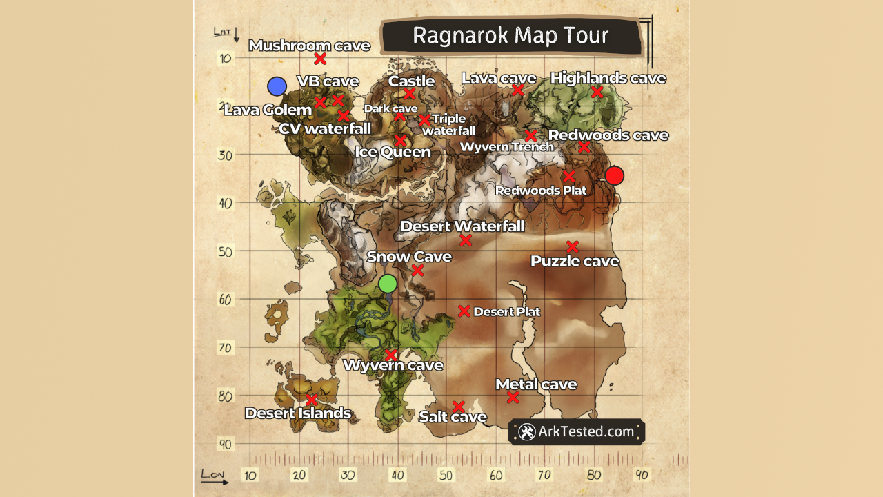 ark survival ragnarok map