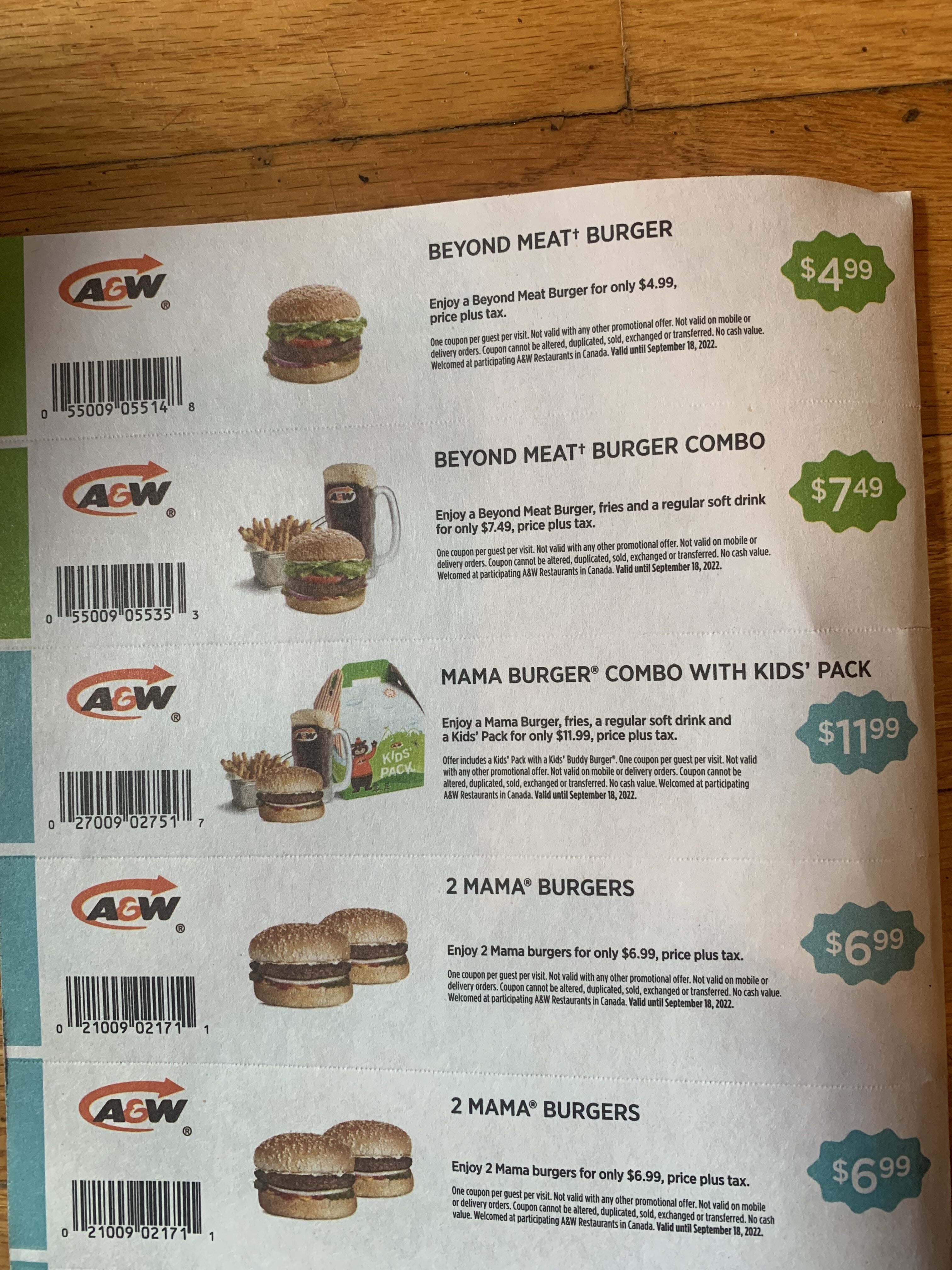 a&w app coupons