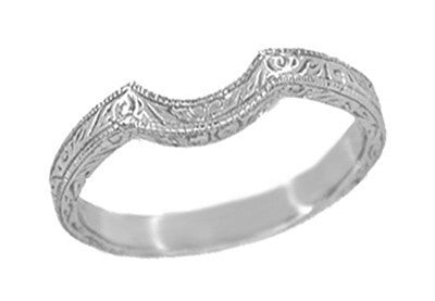 art deco curved wedding band