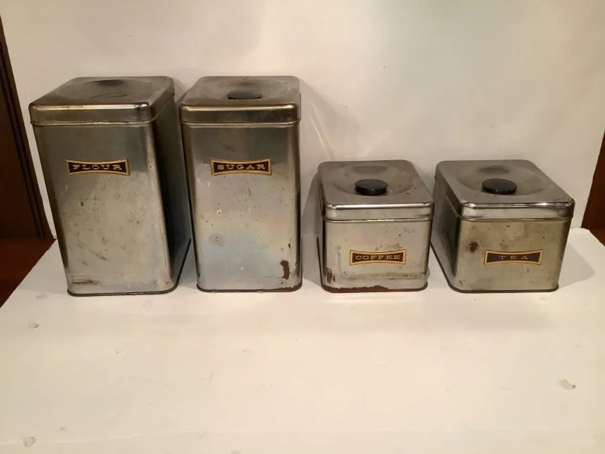 chrome tea coffee sugar canisters