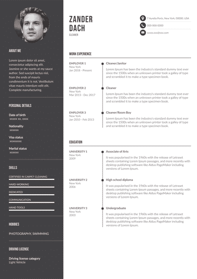 cleaning resume samples