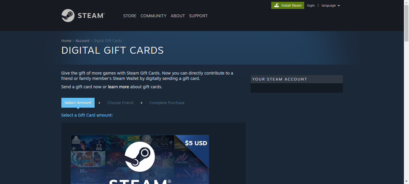 can you gift someone steam wallet money