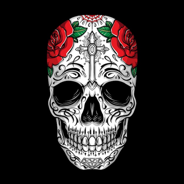 mexican skull with roses