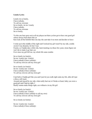 lonely mr lonely lyrics