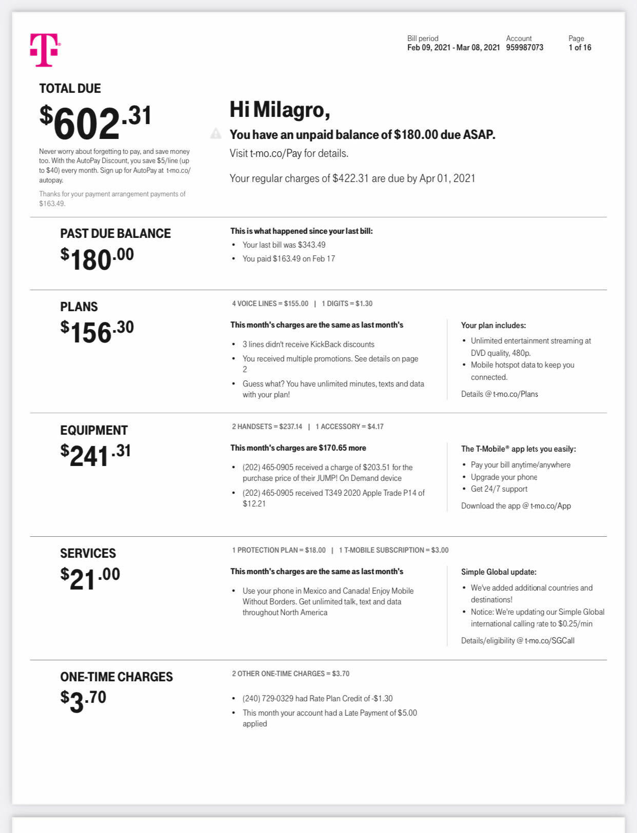 t-mobile phone bill