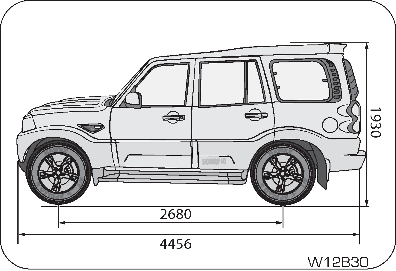 scorpio car height in feet