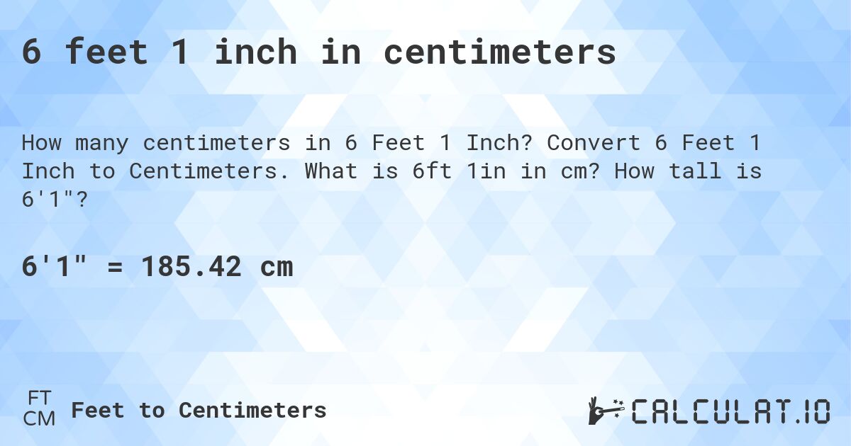 6ft 1 inch in cm