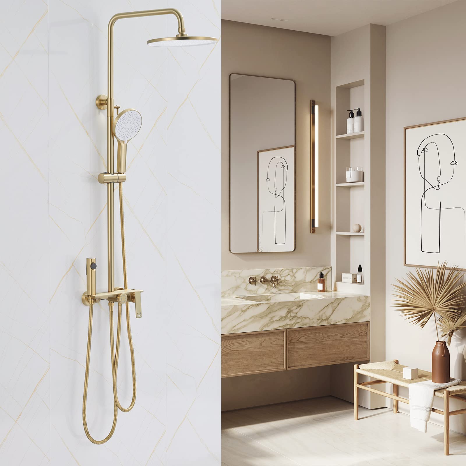 brushed gold shower system