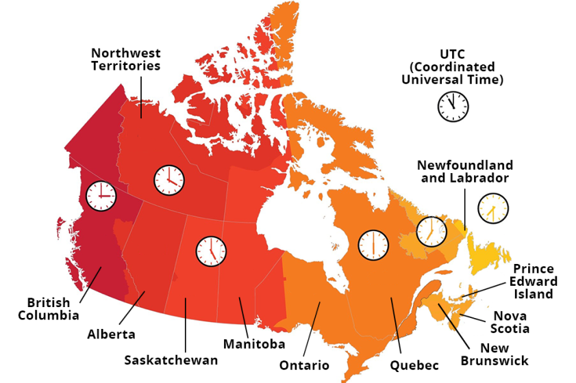 current time zones canada