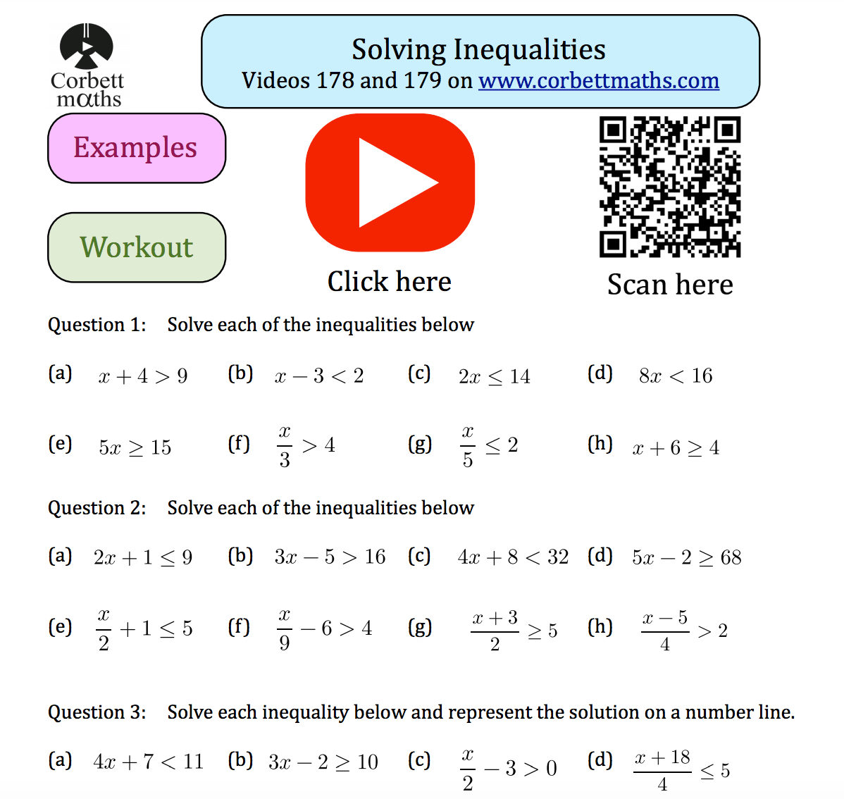 corbettmaths inequalities answers