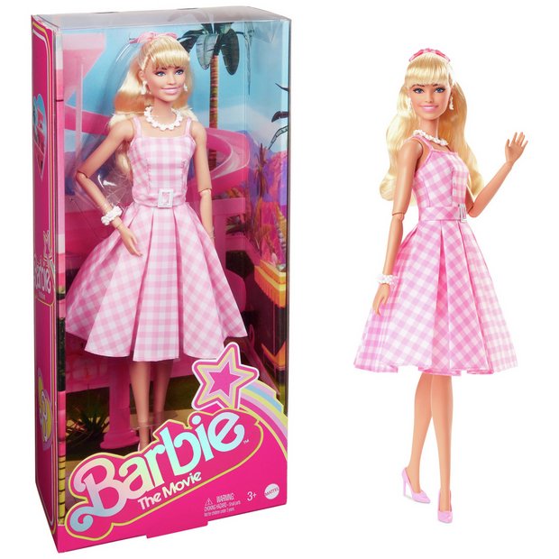 barbie the movie doll in pink gingham dress stores