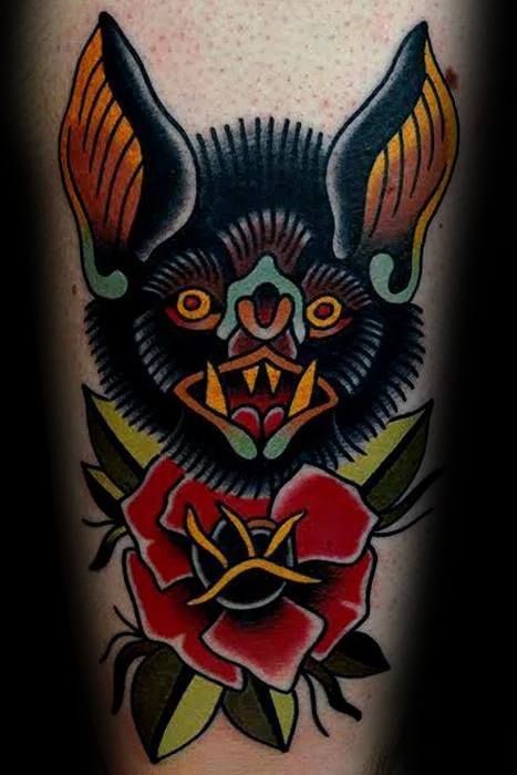 bat traditional tattoo