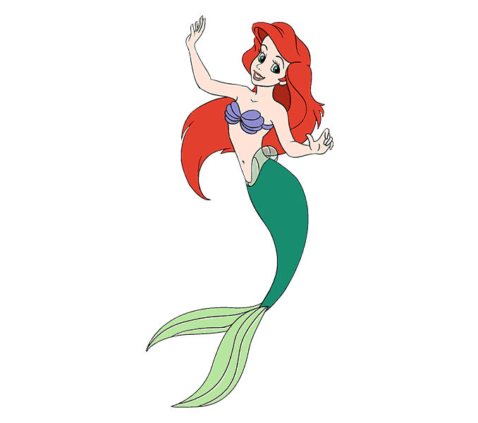 little mermaid drawing easy