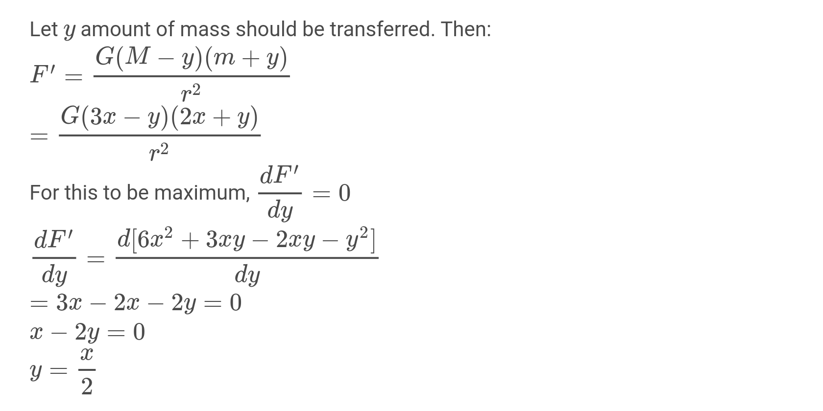 two point objects of mass 2x and 3x