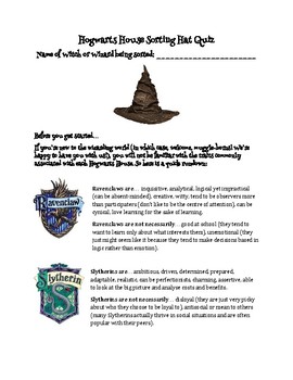 official sorting hat quiz