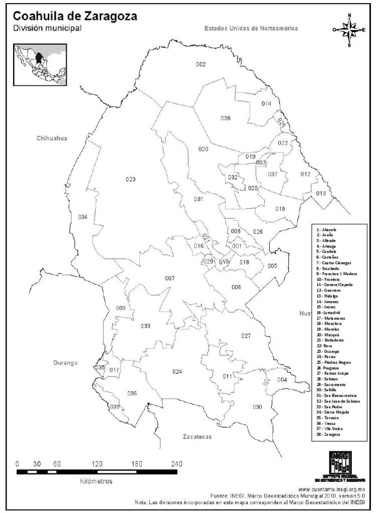 coahuila division politica con nombres