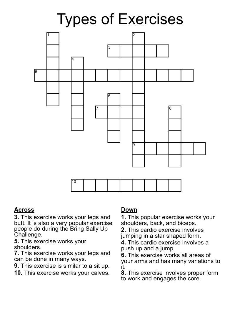 exercises crossword clue