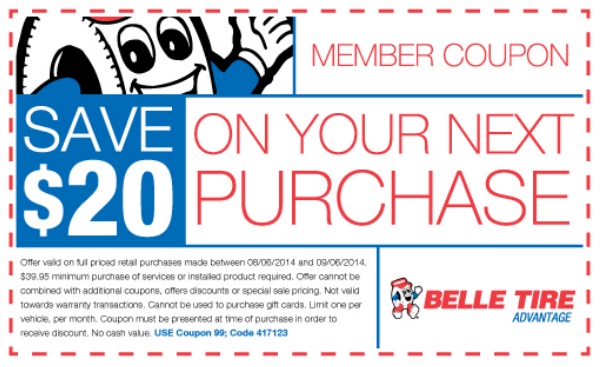 belle tire oil change coupon