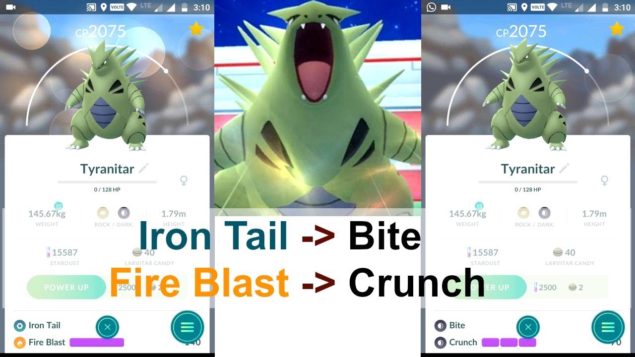 best tyranitar moveset pokemon go