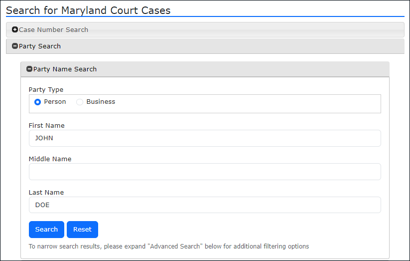 md court case search