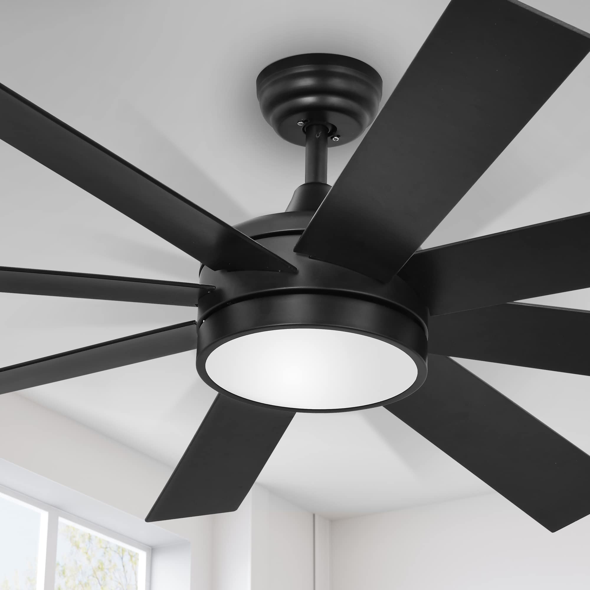 black ceiling fan with light