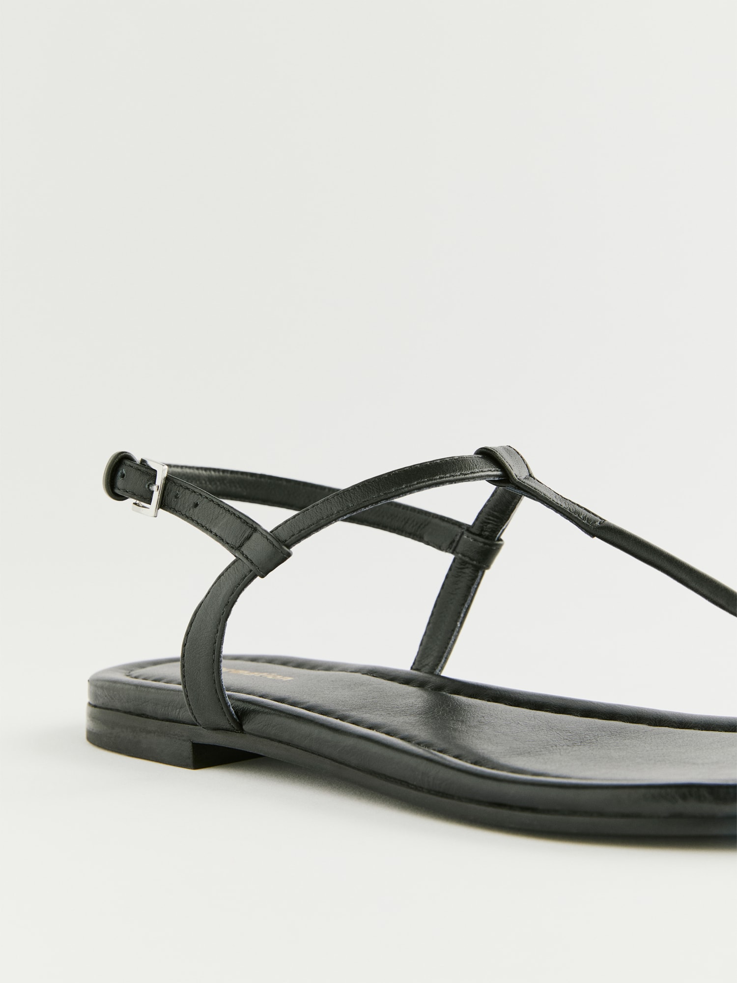 black t strap flat sandals