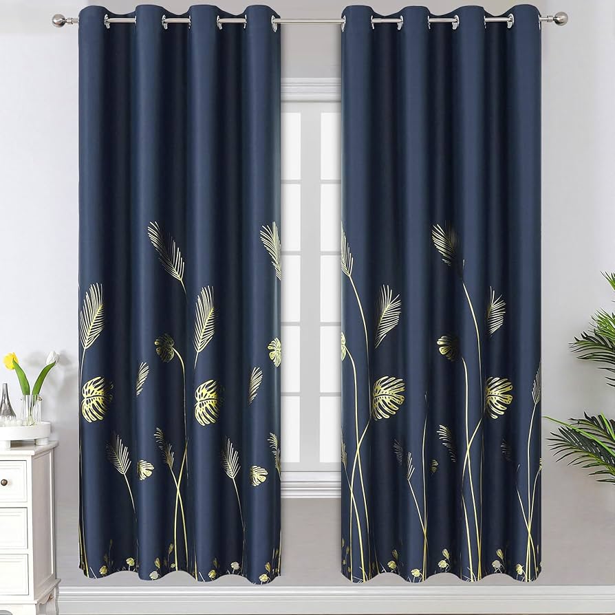 blue & gold curtains