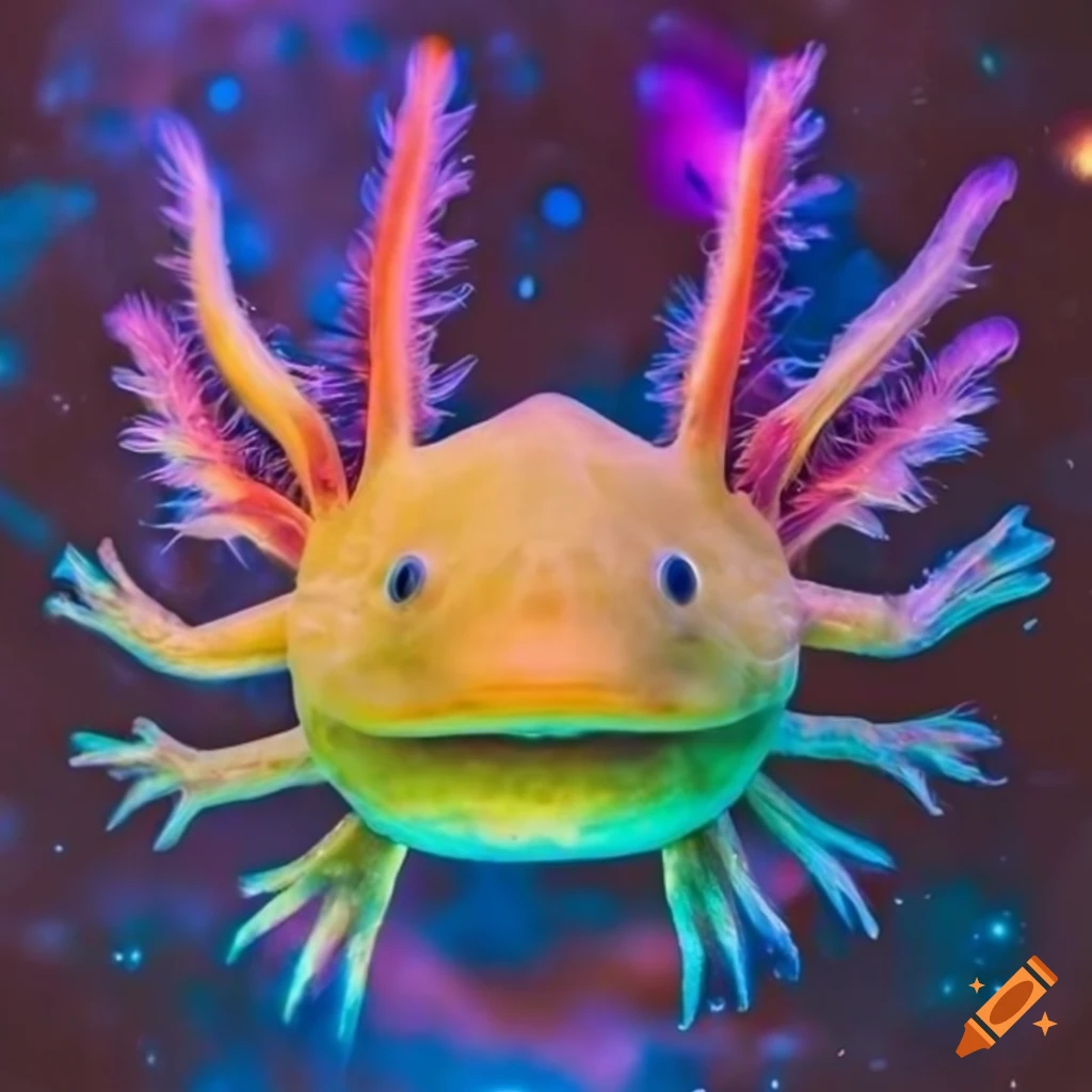 blue neon axolotl