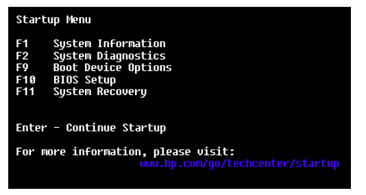 boot menu for hp