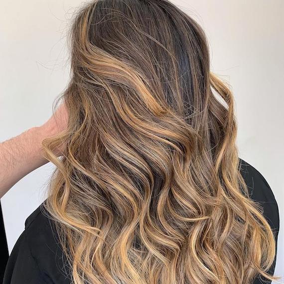 brown balayage with blonde