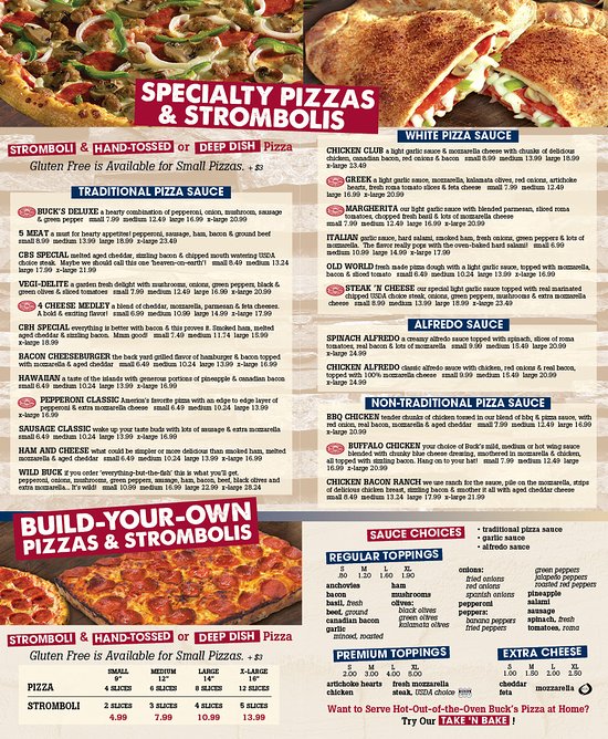 bucks pizza houston menu