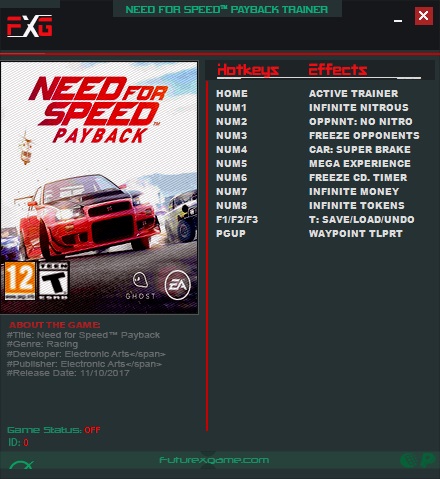 need for speed payback v1 0.51 15364 10 trainer