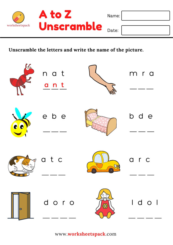 unscramble worksheet