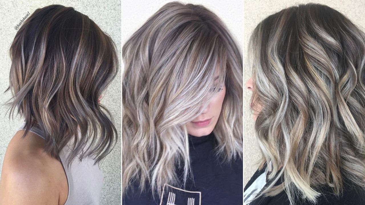 grey highlights on brown hair