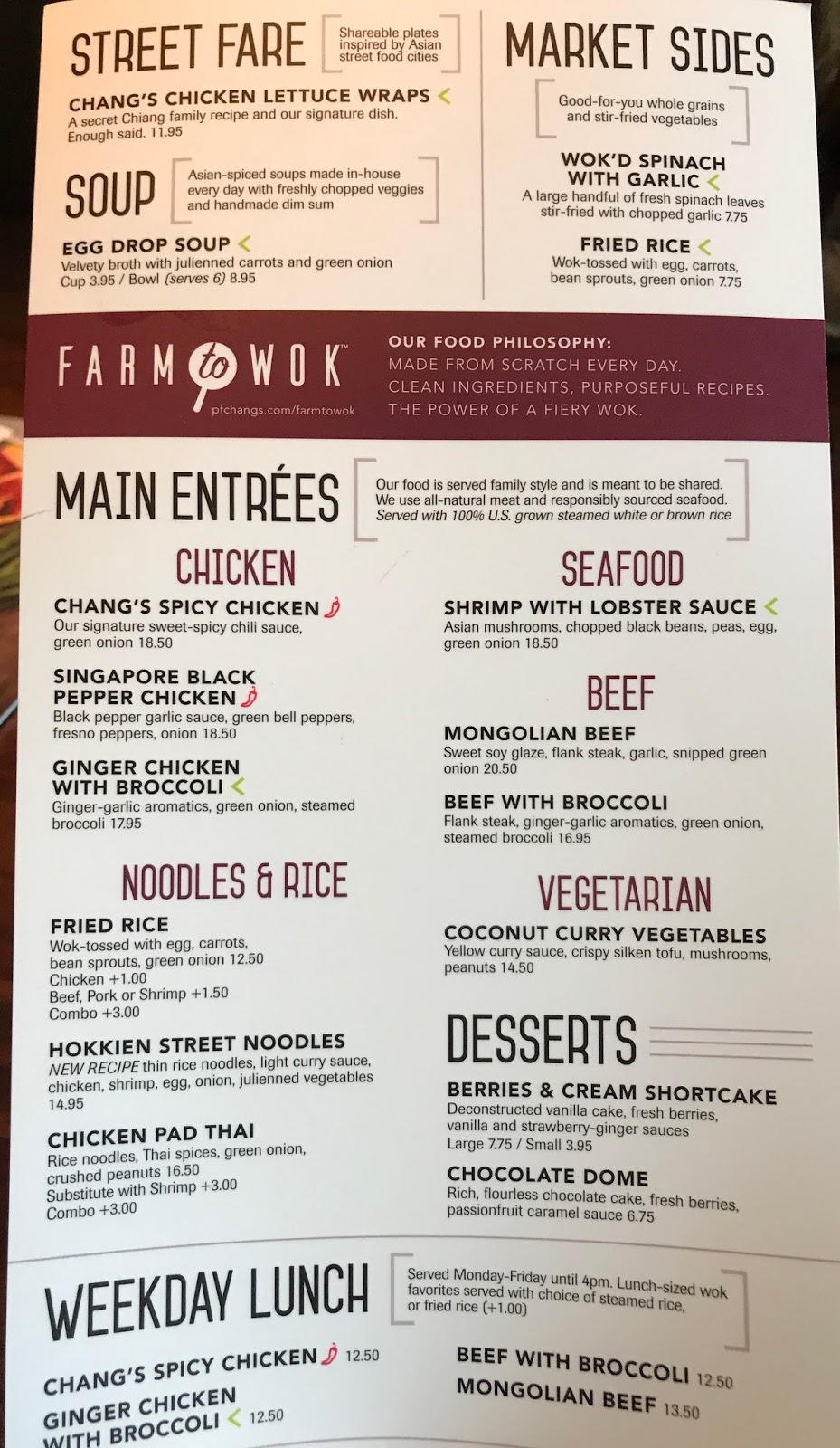 pf chang menu