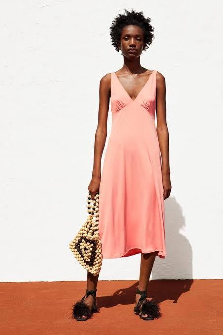 zara peach dress