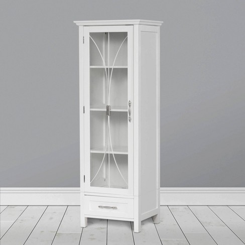 white cabinet with glass doors