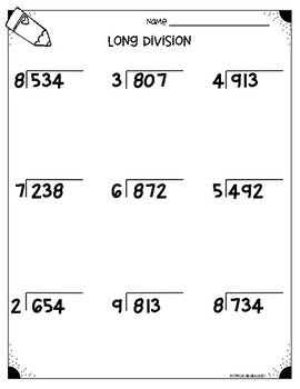 long division practice worksheets