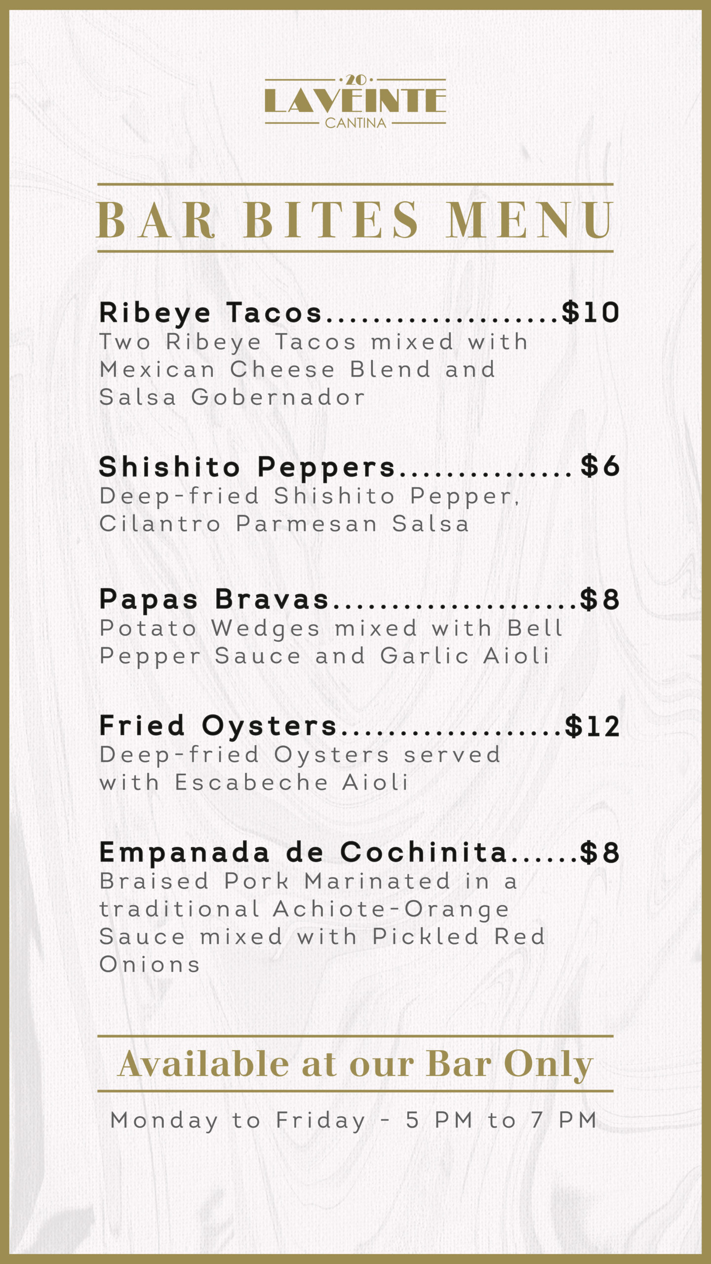 cantina la 20 menu precios