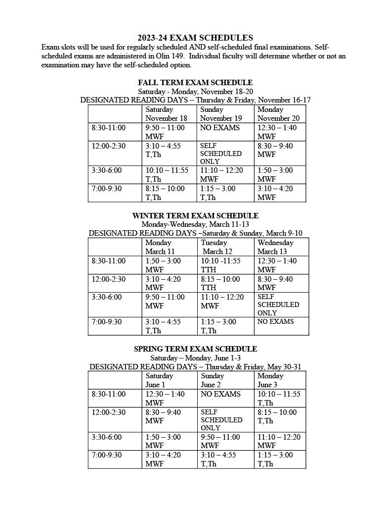 carleton exam schedule