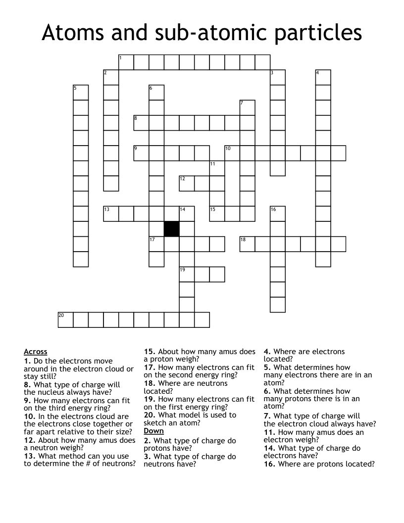 of particles charged crossword